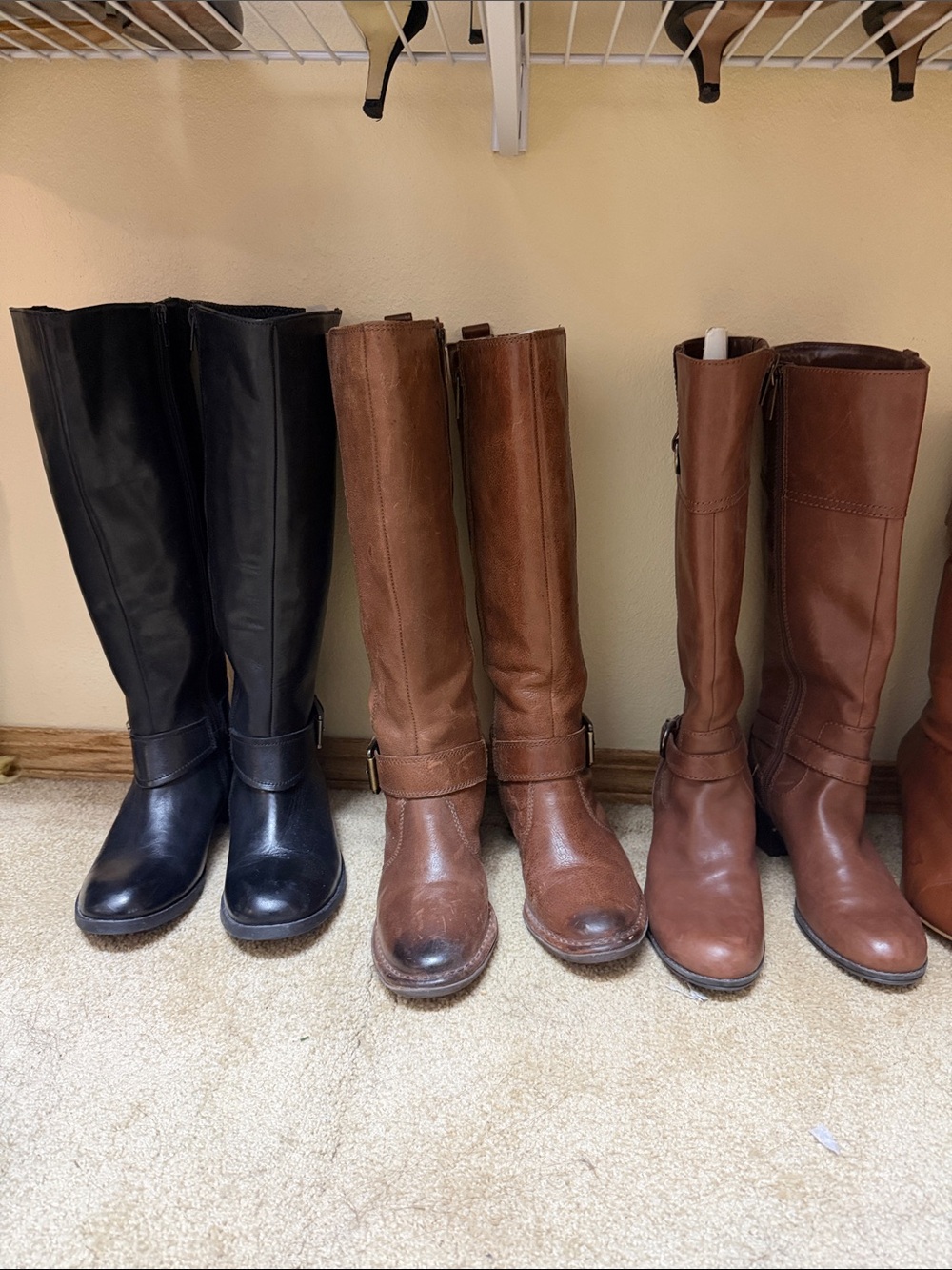 LOT of size 5  Women's Tall Leather Riding Boots - Brown and Black-